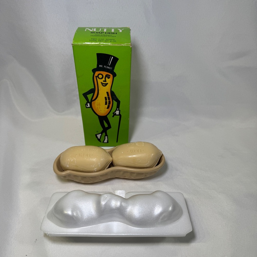 Vintage Avon Mr Peanut Nutty Soap Dish Set Planters Fragranced Soaps in Box